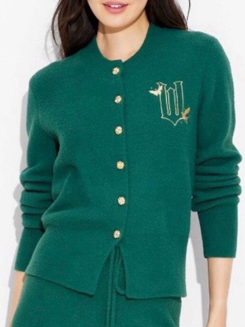 Wicked Graphic Cardigan Ariana Grande Paul Tazewell x Target Green Gold Size XS